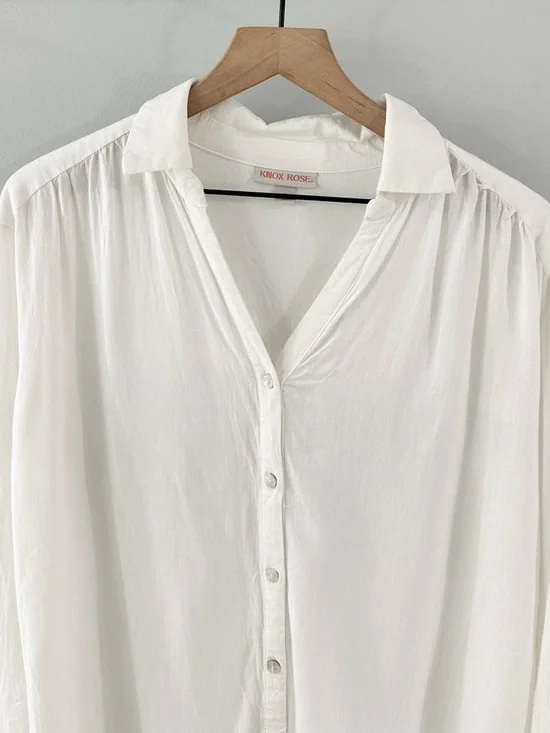 Knox Rose Women’s Long Sleeve Button Front Tunic White Size Medium - Picture 3 of 6